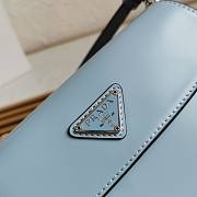 Prada Cleo Brushed Leather Shoulder Bag Blue 22x15.5x4cm - 6