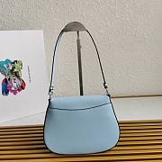 Prada Cleo Brushed Leather Shoulder Bag Blue 22x15.5x4cm - 4