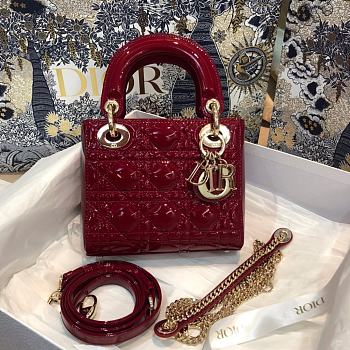 Dior Mini Lady Bag Wine Red 17cm