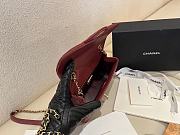 Chanel Small Handle Flap Bag Lambskin Wood Gold Wine Red 21x13.5x6cm - 6