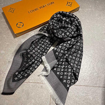 Louis Vuitton LV Monogram Scarf Black 120x120cm