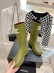 Chanel Rain Khaki Green Boots - 2