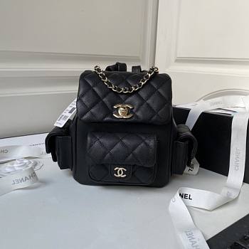 Chanel Small Backpack Caviar Black Gold 19.5x18x10cm