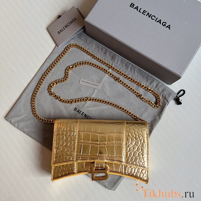 Balenciaga Mini Gold Crocodile Shoulder Bag 19.3x11.9x4.8cm - 1