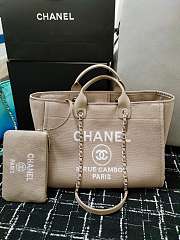 Chanel Shopping Tote Bag Canvas Beige 38x22x13cm - 1