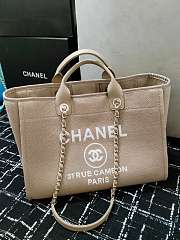 Chanel Shopping Tote Bag Canvas Beige 38x22x13cm - 5