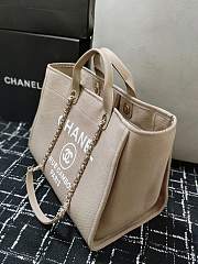 Chanel Shopping Tote Bag Canvas Beige 38x22x13cm - 4