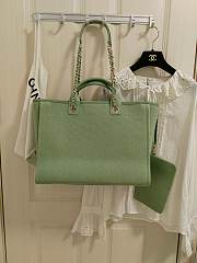 Chanel Shopping Tote Bag Canvas Green 38x22x13cm - 4