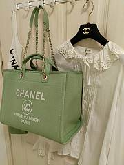 Chanel Shopping Tote Bag Canvas Green 38x22x13cm - 2