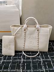 Chanel Shopping Tote Bag Canvas Full White 38x22x13cm - 1