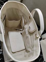 Chanel Shopping Tote Bag Canvas Full White 38x22x13cm - 5