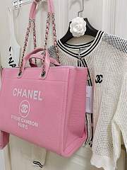 Chanel Shopping Tote Bag Canvas Pink 38x22x13cm - 4