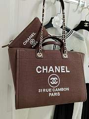 Chanel Shopping Tote Bag Canvas Brown 38x22x13cm - 3