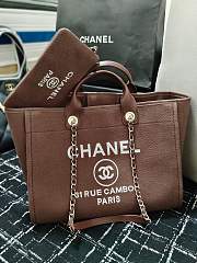 Chanel Shopping Tote Bag Canvas Brown 38x22x13cm - 4