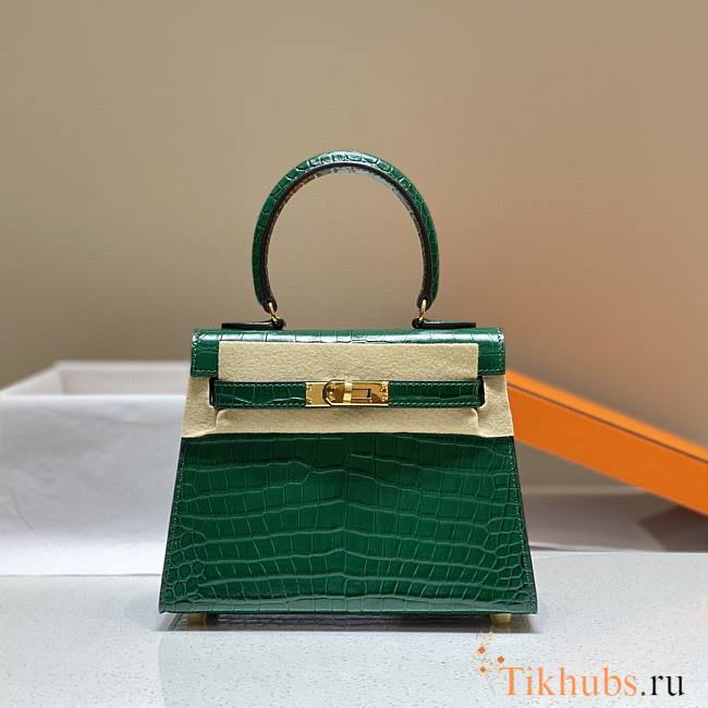 Hermes Kelly Green With Shoulder Strap Gold Hardware 20cm - 1