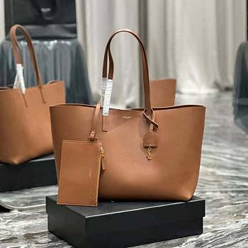 YSL Shopping Bag Supple Leather Brown 37x28x13cm