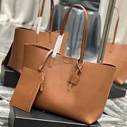 YSL Shopping Bag Supple Leather Brown 37x28x13cm - 4