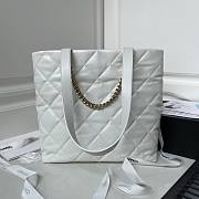 Chanel Shopping Bag Shiny Lambskin White 33x31x10cm - 5