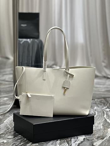 YSL Shopping Bag Supple Leather White 37x28x13cm