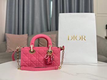 Dior Small Lady D-JOY Pink Cannage Denim 22 x 12 x 5cm