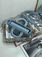 Dior Small Lady D-joy Bag Blue 22x12x6cm - 5