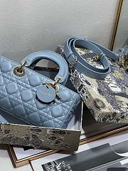 Dior Small Lady D-joy Bag Blue 22x12x6cm - 2