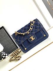 Chanel Flap Bag Messenger Denim Blue 19cm - 1