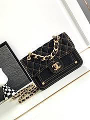 Chanel Flap Bag Messenger Denim Black 19cm - 1