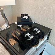 Chanel CC 22B Logo Fur Shearling Slides Sandals - 1