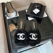 Chanel CC 22B Logo Fur Shearling Slides Sandals - 2