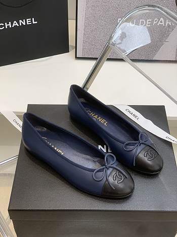 Chanel Ballerina Flat Navy Blue Black