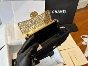 Chanel Mini Evening Bag Wool Tweed & Gold Black 7x12x5cm - 6