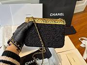 Chanel Mini Evening Bag Wool Tweed & Gold Black 7x12x5cm - 5