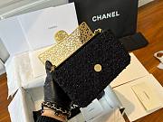 Chanel Mini Evening Bag Wool Tweed & Gold Black 7x12x5cm - 3