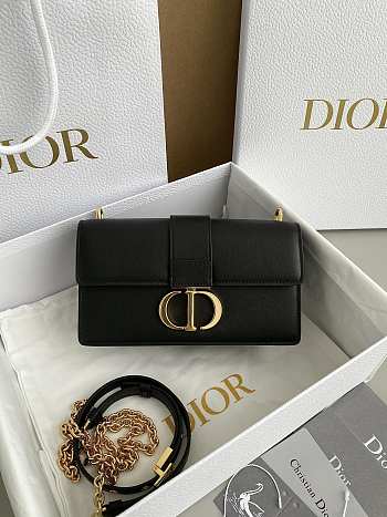 Dior 30 Montaigne East-West Bag with Chain Black Calfskin 21.5 x 12 x 6 cm