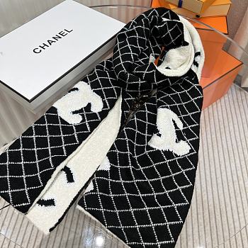 Chanel Scarf Black White 30x185cm