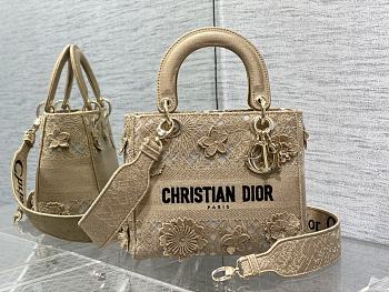 Dior Medium Lady D-Lite Bag Natural D-Lace 3D Macramé 24 x 20 x 11 cm