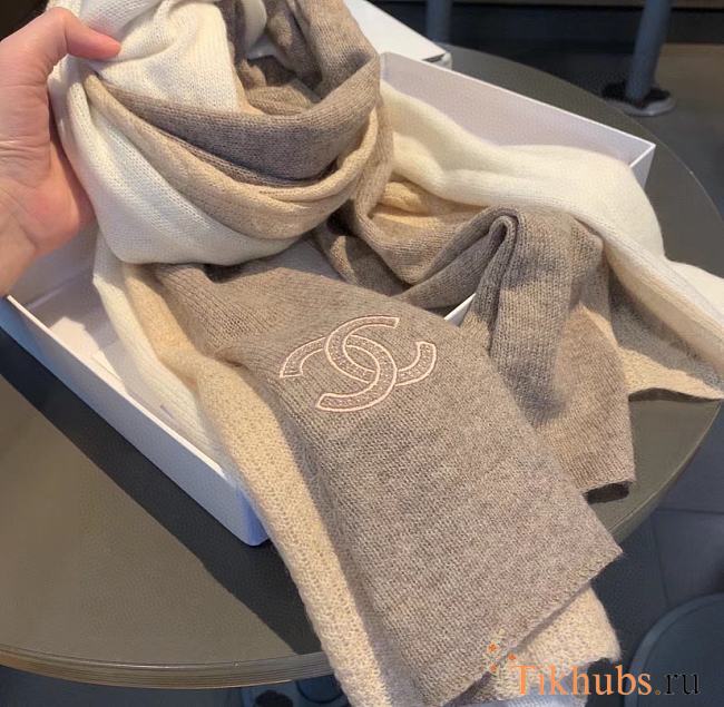 Chanel White Grey Scarf - 1