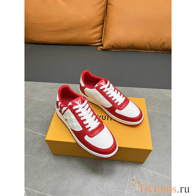 Louis Vuitton LV Rivoli Sneakers Calfskin White And Red - 1