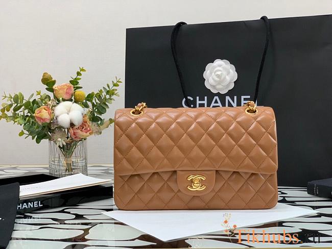 Chanel Medium Flap Bag Carmel Gold Lambskin 25cm - 1