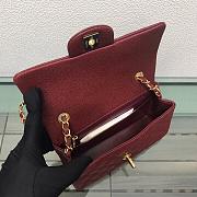 Chanel Flap Bag Small Caviar Wine Red Gold 20cm - 6