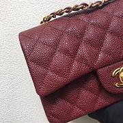 Chanel Flap Bag Small Caviar Wine Red Gold 20cm - 3