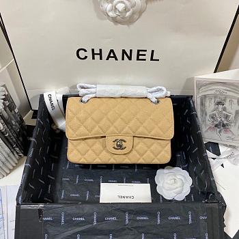 Chanel Small Flap Bag Caviar Silver Hardware Beige 23cm