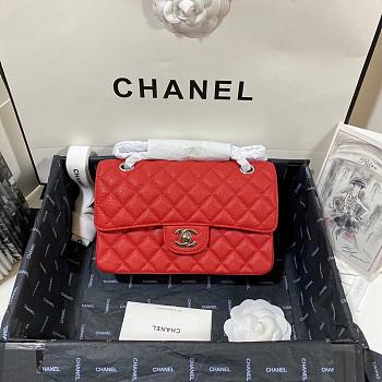 Chanel Flap Bag Red Caviar Silver 23cm