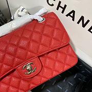 Chanel Flap Bag Red Caviar Silver 23cm - 4