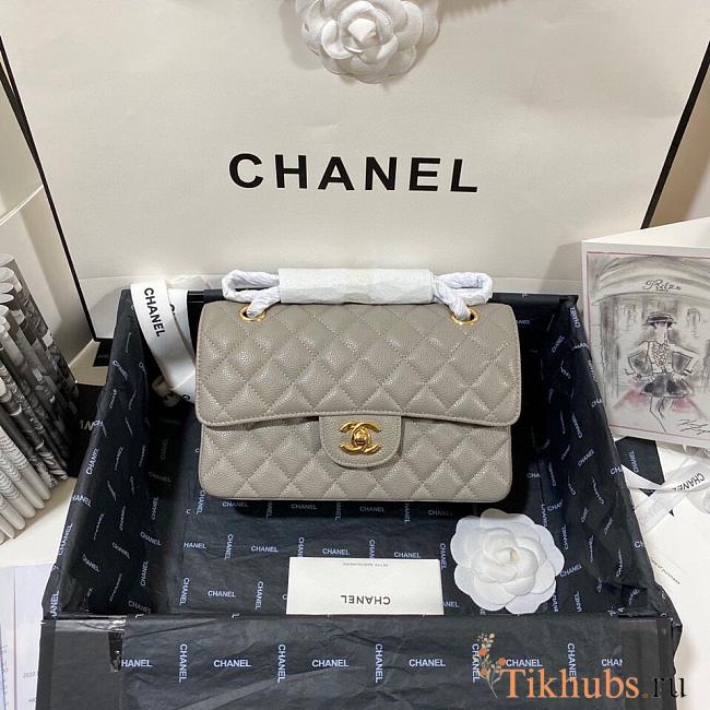 Chanel Flap Bag Grey Caviar Gold 23cm - 1