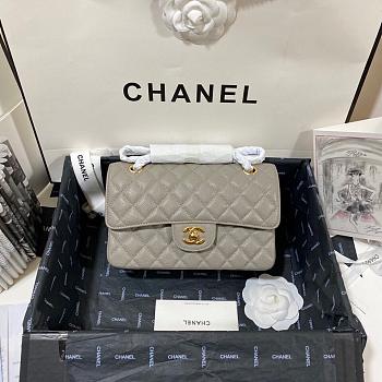 Chanel Flap Bag Grey Caviar Gold 23cm