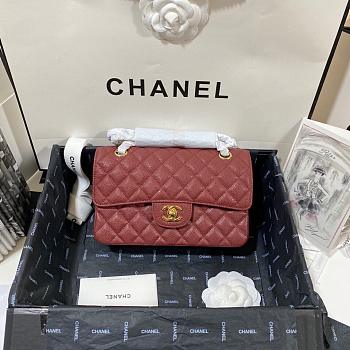 Chanel Flap Bag Red Wine Caviar Gold 23cm