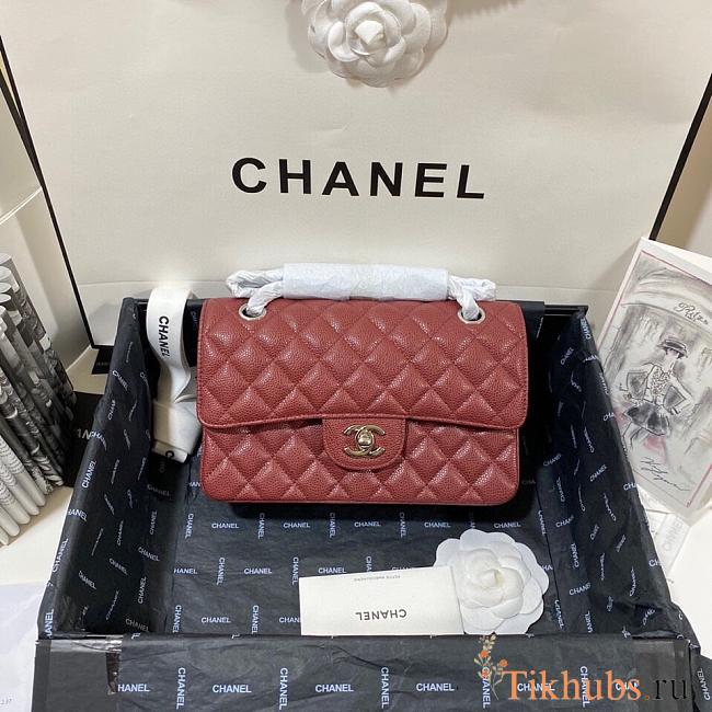 Chanel Flap Bag Red Wine Caviar Silver 23cm - 1