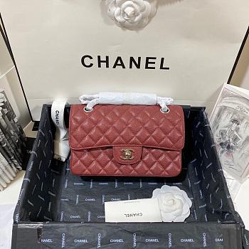 Chanel Flap Bag Red Wine Caviar Silver 23cm